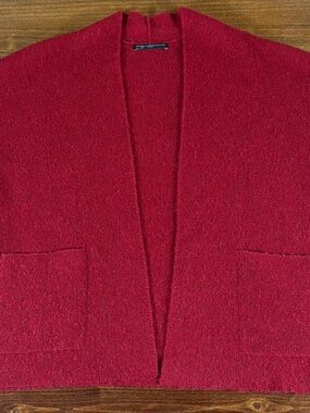 Peruvian Connection Deep Red Open-Front Alpaca Cardigan with Pockets